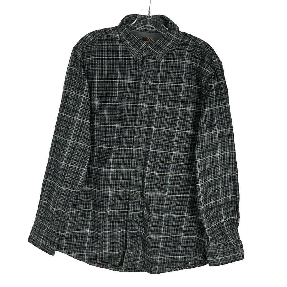 Ridgecut Toughwear Shirt Mens M Gray Blue Heavy‎ Plaid Button-down Flannel